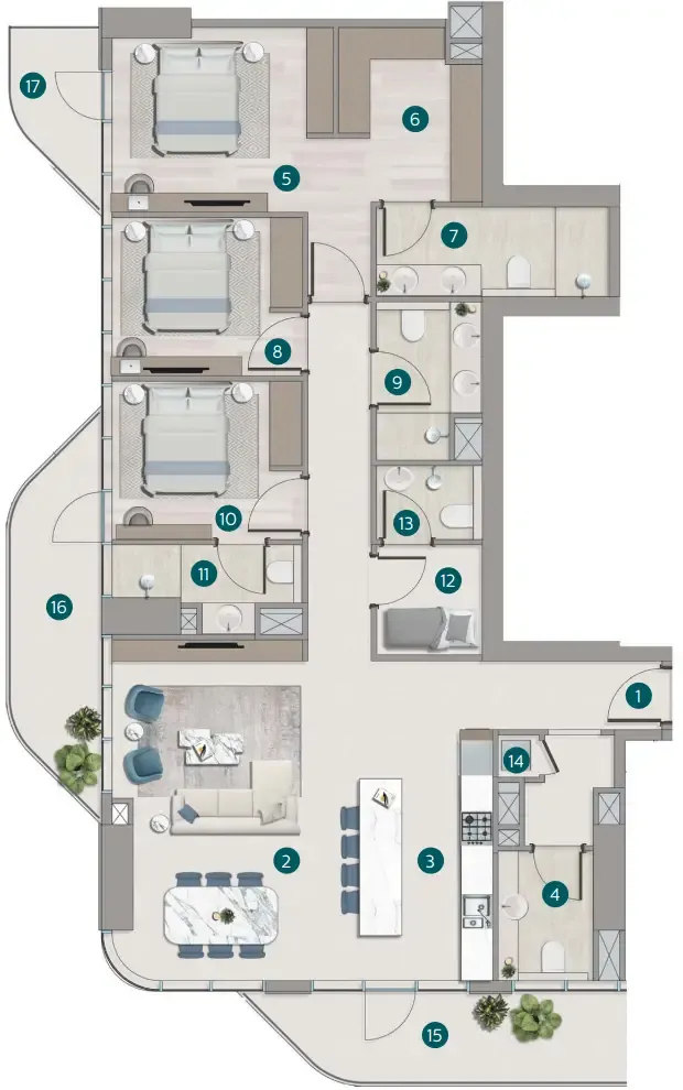 3 bedrooms floor plan