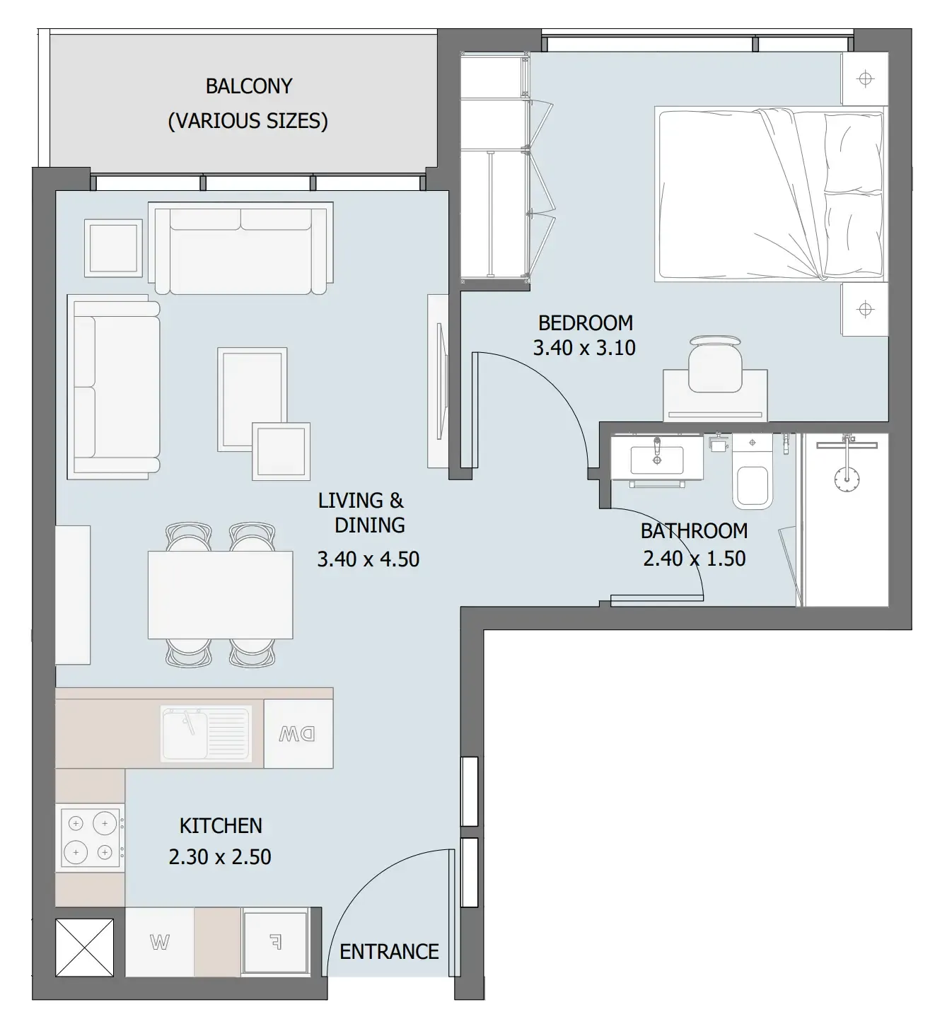 1 bed