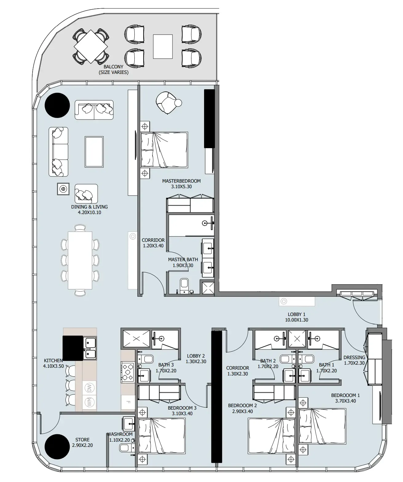 4 bedrooms floor plan