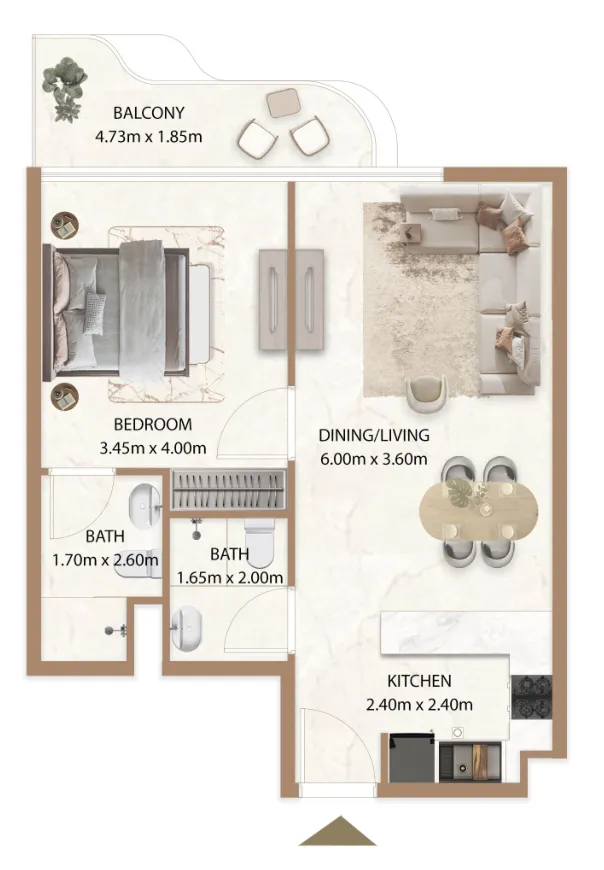 1 bedroom floor plan