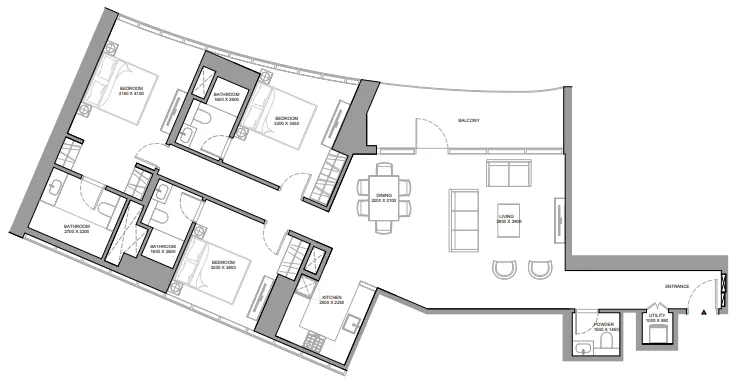 3 bedrooms floor plan