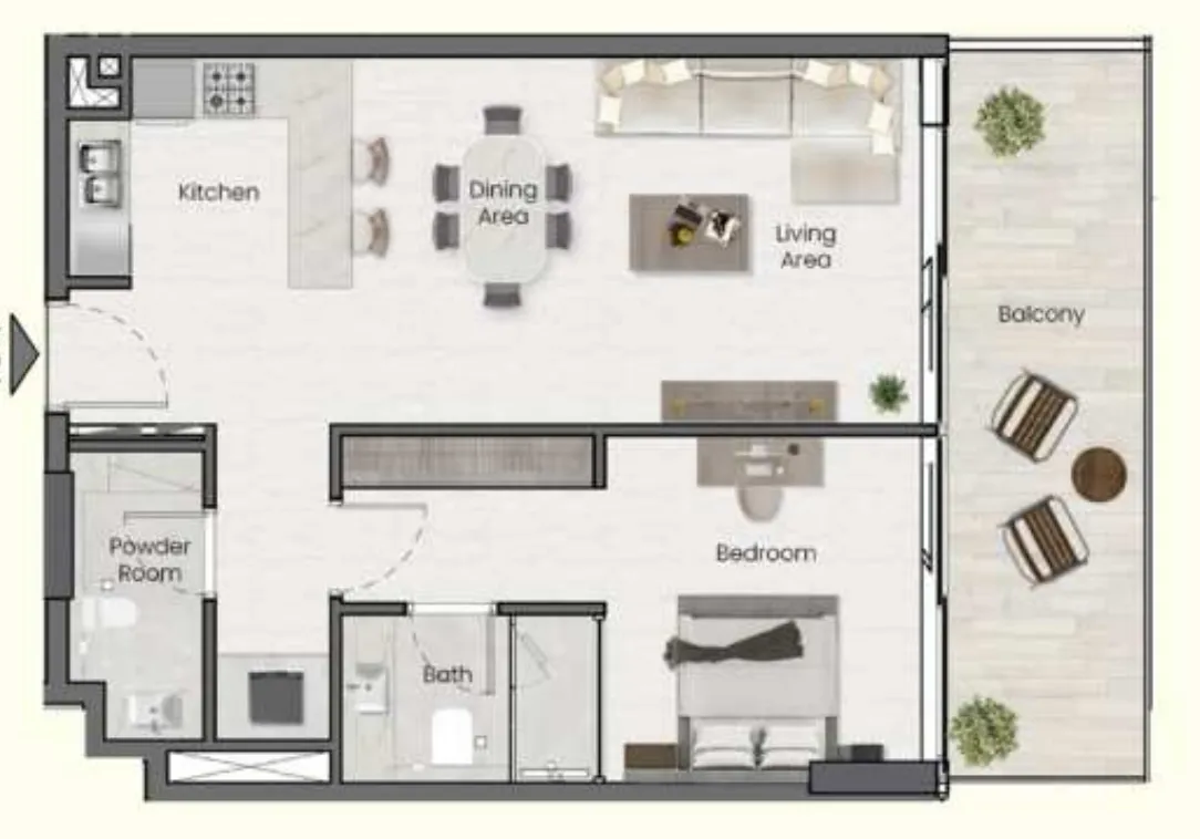 1 bedroom floor plan