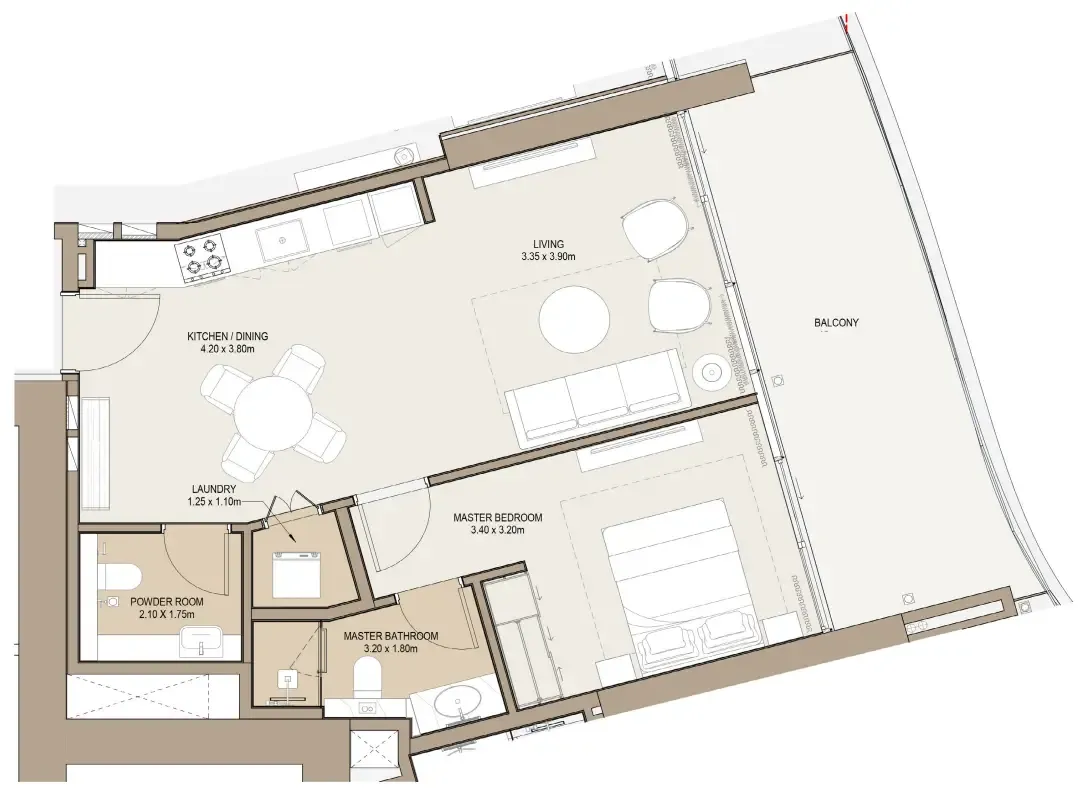 One Development Laguna Residence 1BR floor plan