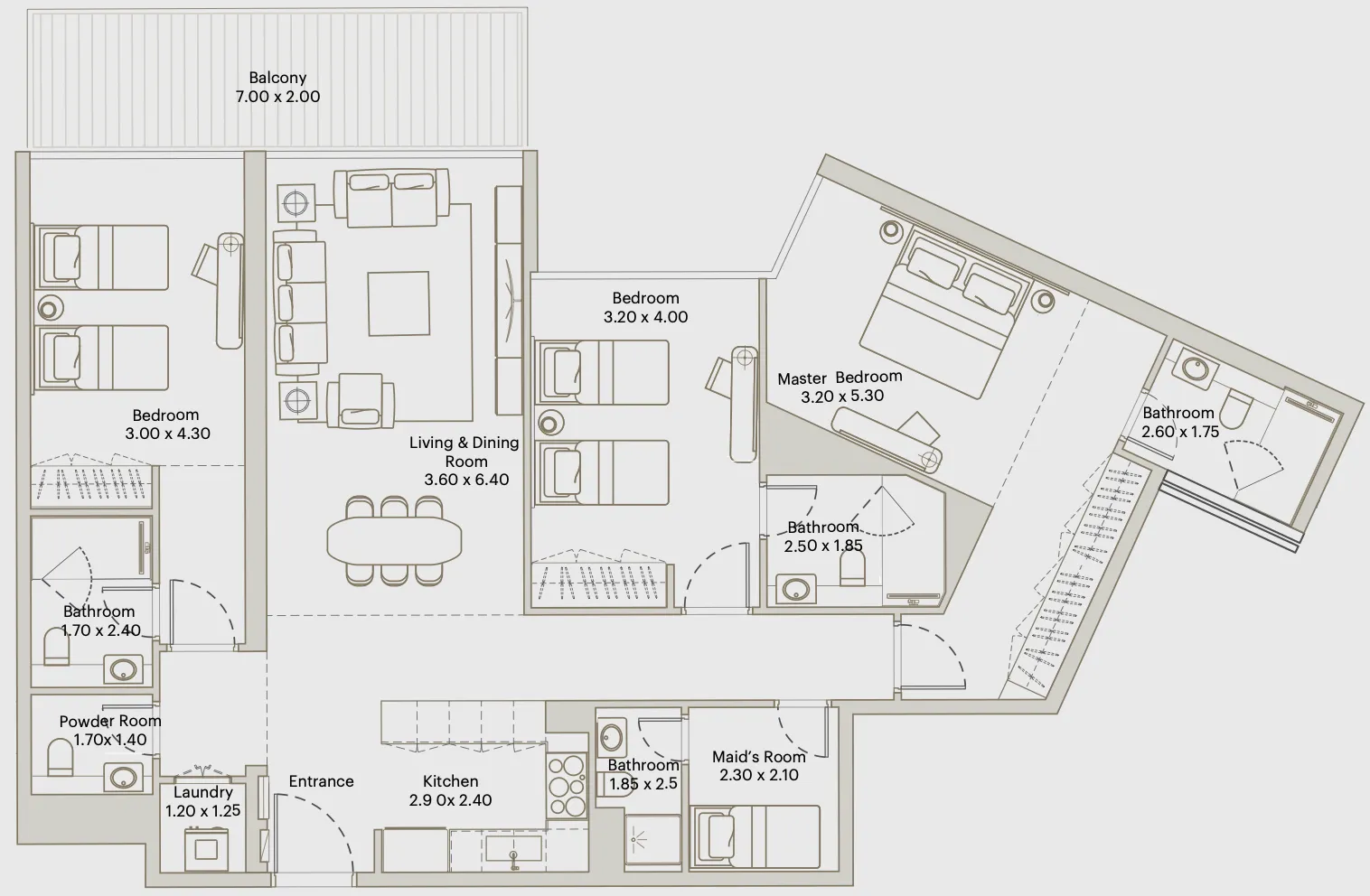 Deyaar Eleve 3BR floor plan