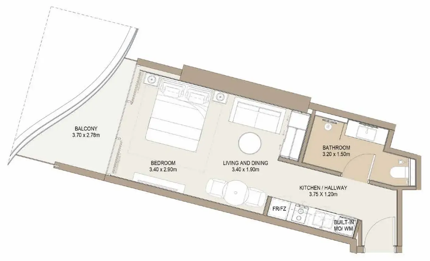 One Development Laguna Residence Studio floor plan