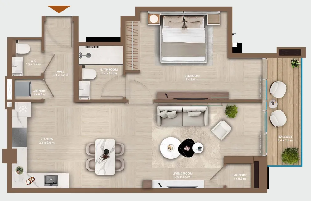 HRE Development Celeste by HRE 1BR floor plan