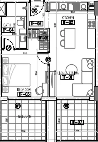 Laya Developers (Akshara Global) Laya Courtyard 1BR floor plan