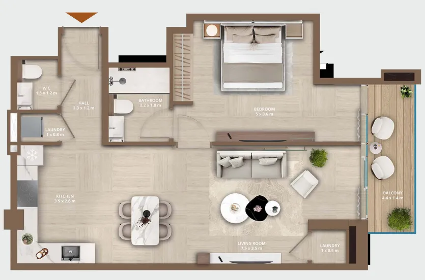 HRE Development Celeste by HRE 1BR floor plan
