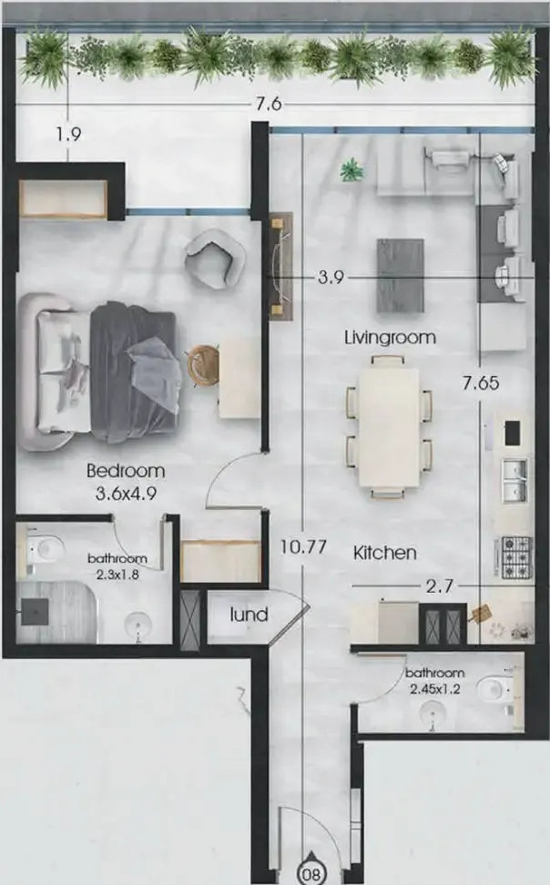 1 bed