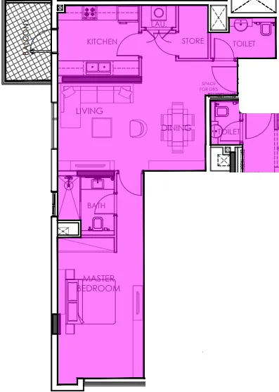 1 bedroom floor plan