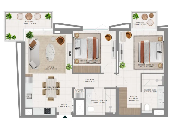 Emaar Hillsedge 2BR floor plan