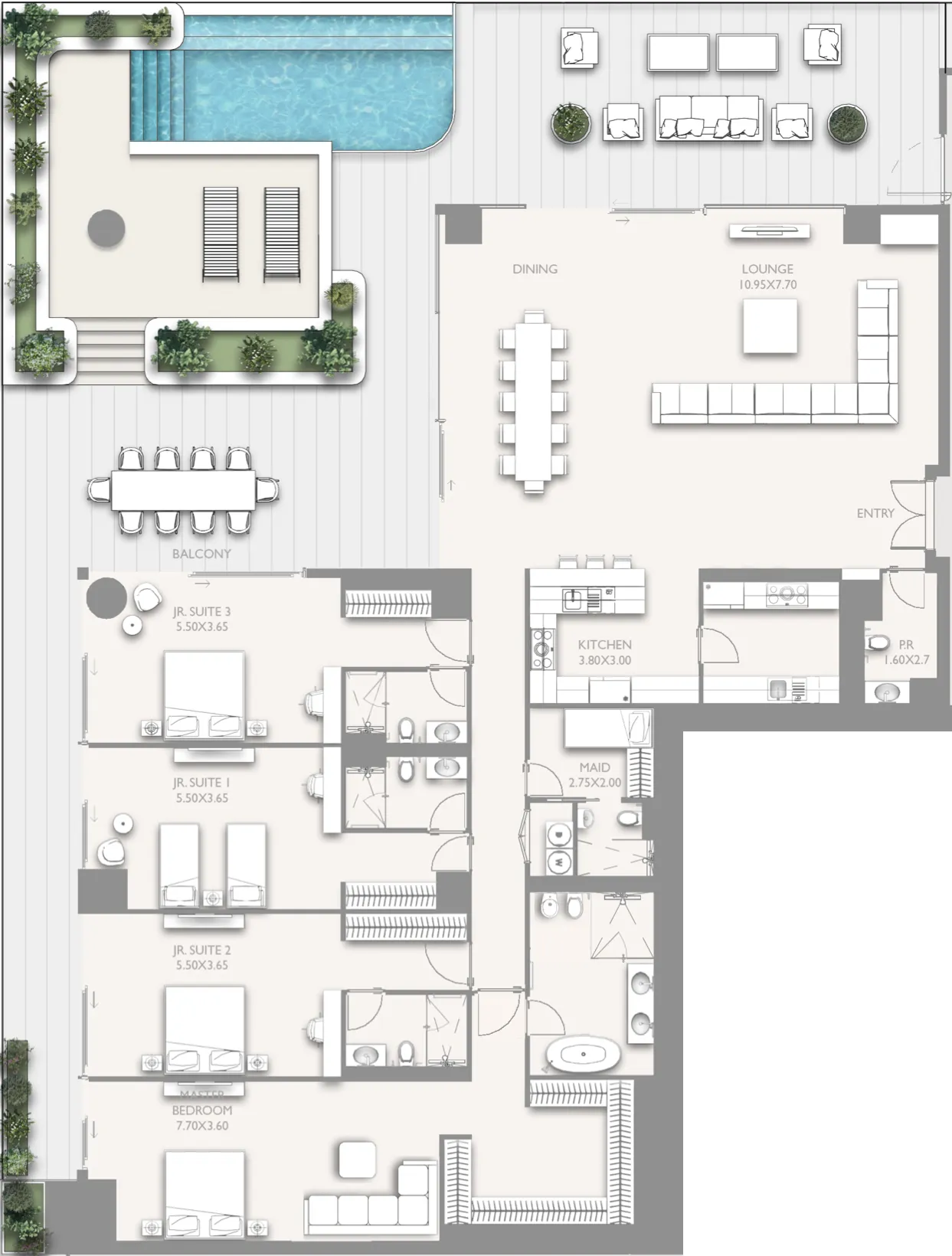 5 bedrooms floor plan