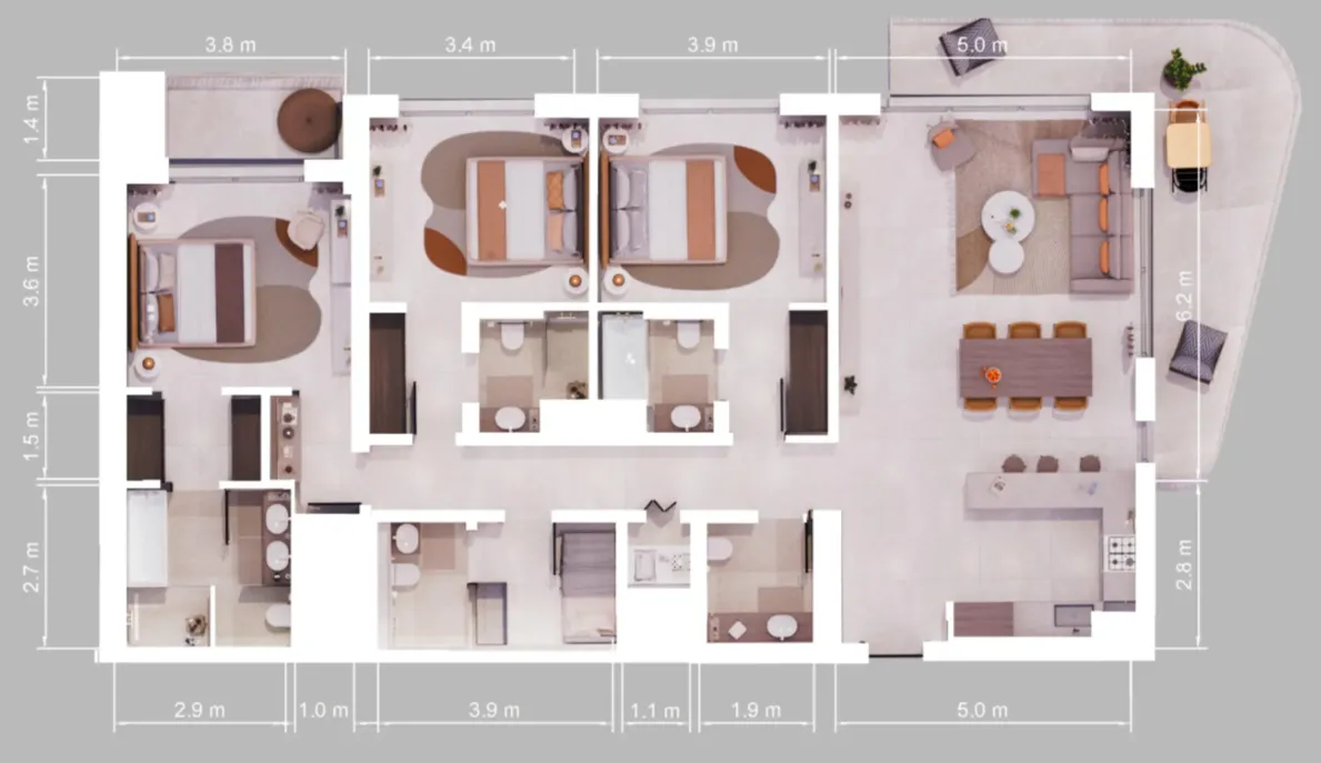 3 bedrooms floor plan