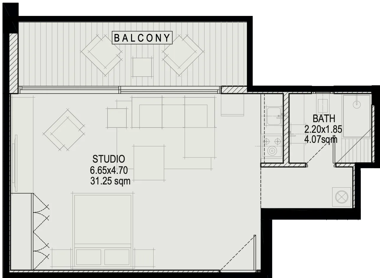 GJ Properties Glam Residence Studio floor plan