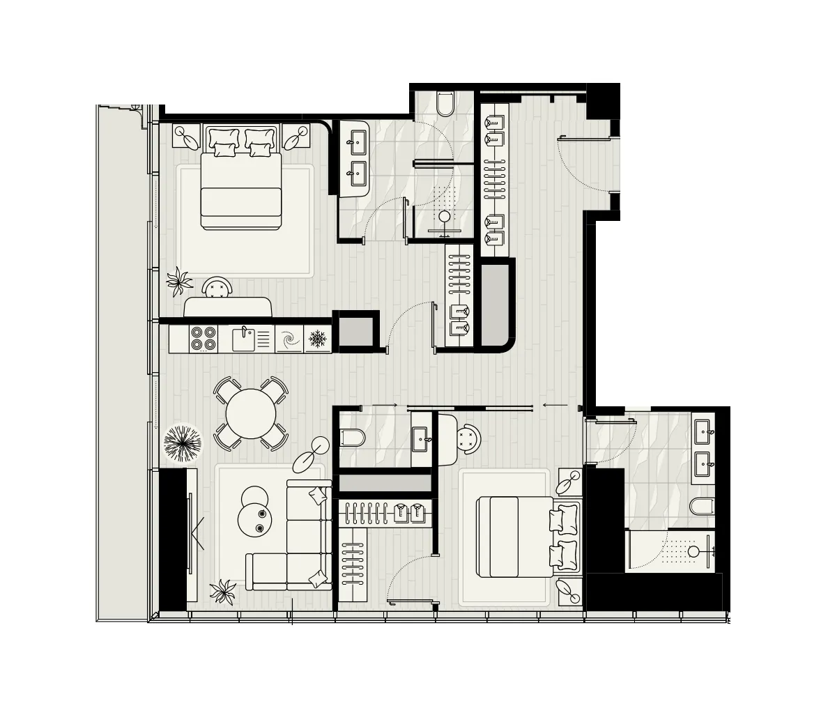 Mered Iconic Tower 2BR floor plan