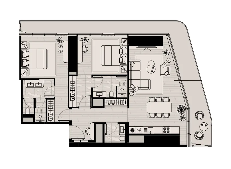 Mered Iconic Tower 2BR floor plan