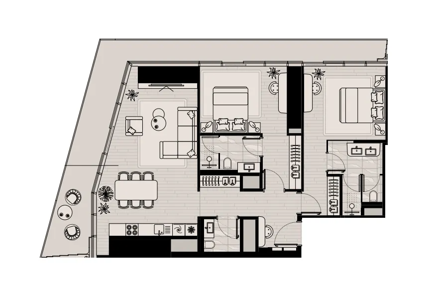 Mered Iconic Tower 2BR floor plan