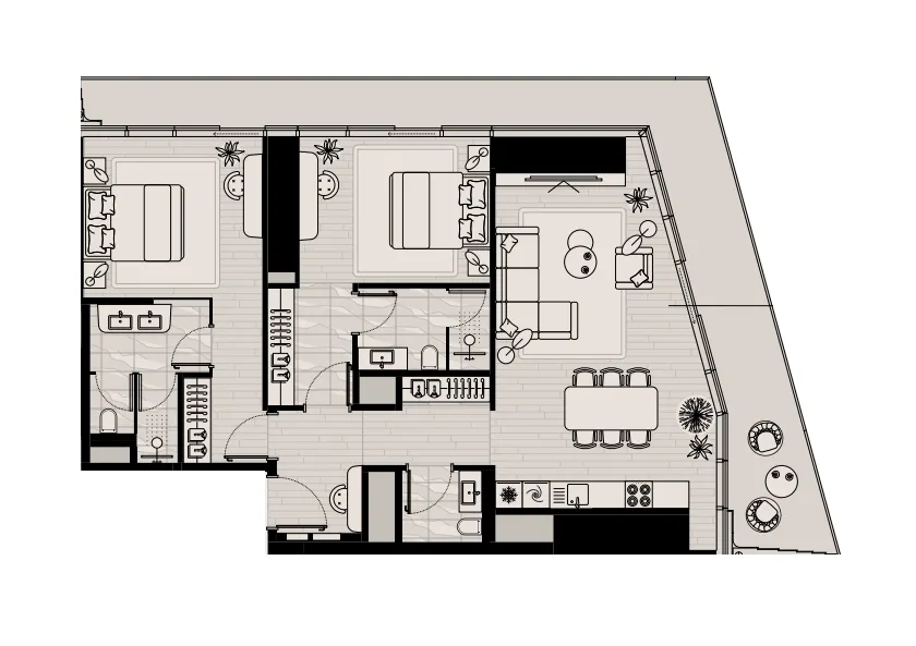 Mered Iconic Tower 2BR floor plan
