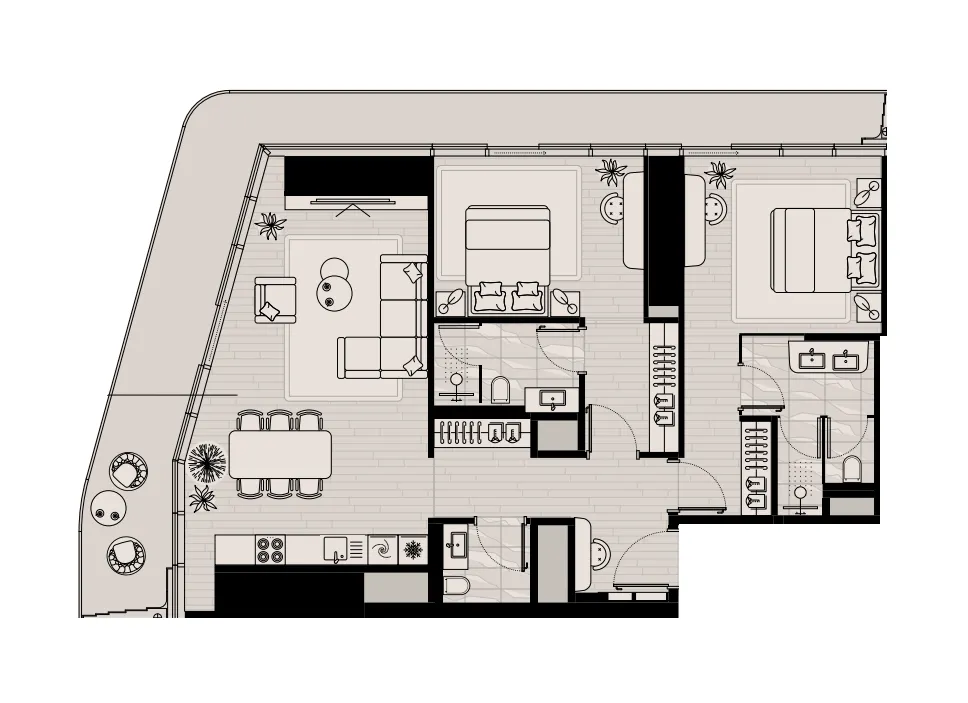 Mered Iconic Tower 2BR floor plan