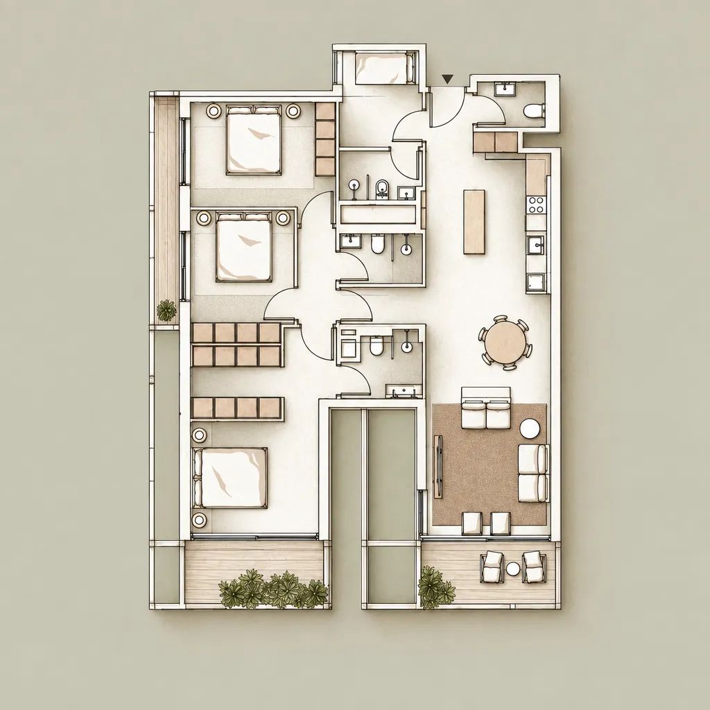 3 bedrooms floor plan