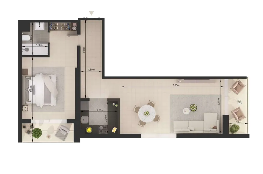 1 bedroom floor plan