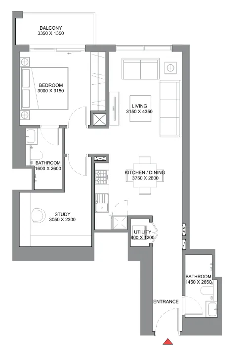 1 bedroom floor plan