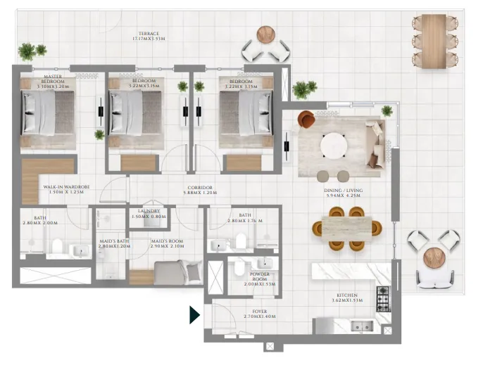 3 bedrooms floor plan
