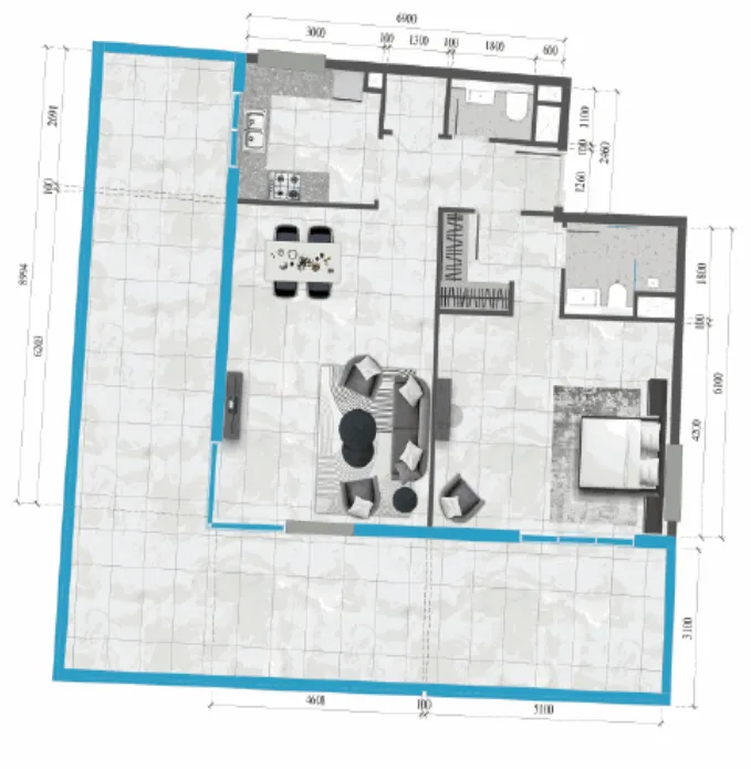1 bedroom floor plan