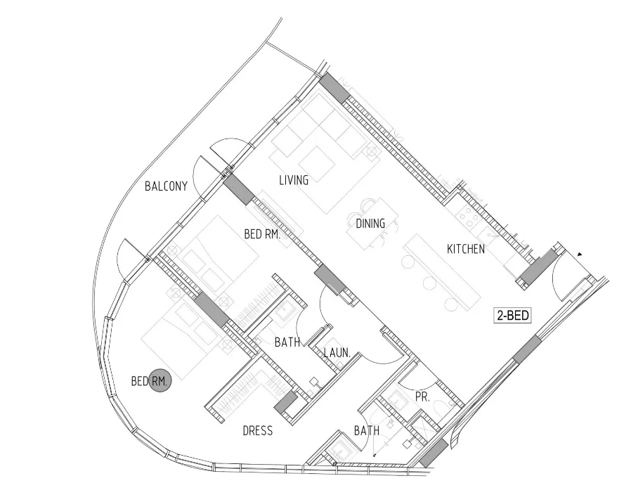 2 bedrooms floor plan