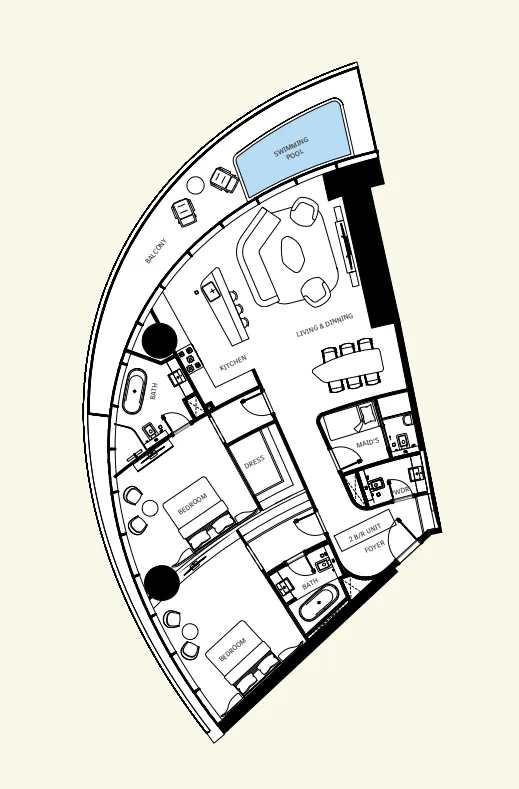 Binghatti Mercedes-Benz Places by Binghatti 2BR floor plan