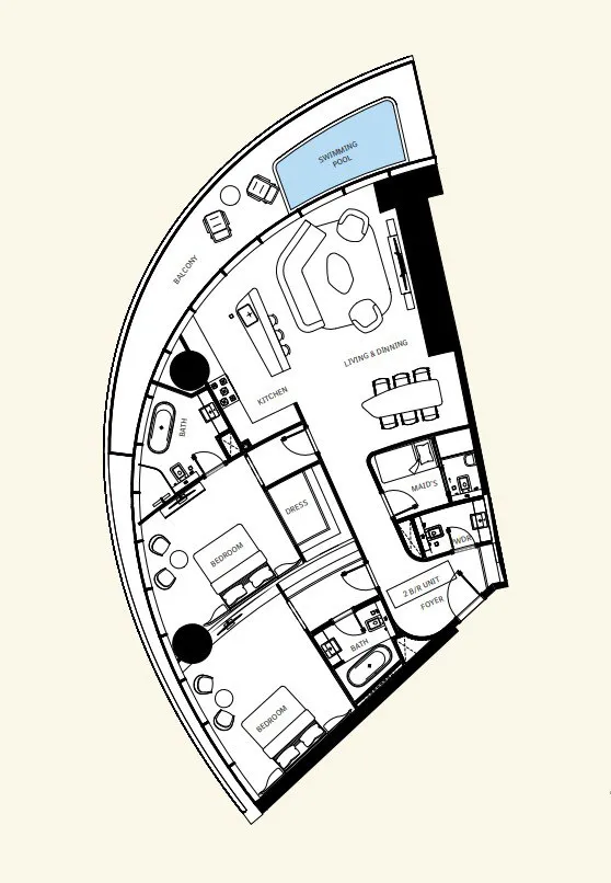 Binghatti Mercedes-Benz Places by Binghatti 2BR floor plan