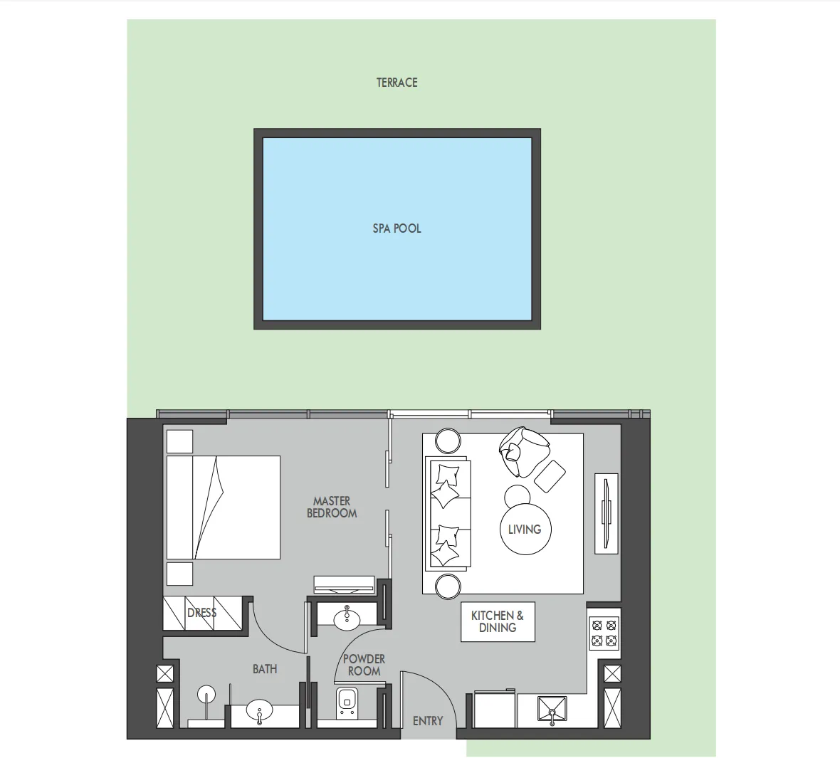 1 bedroom floor plan