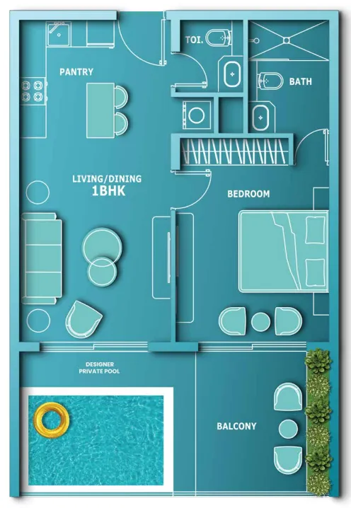 1 bedroom floor plan