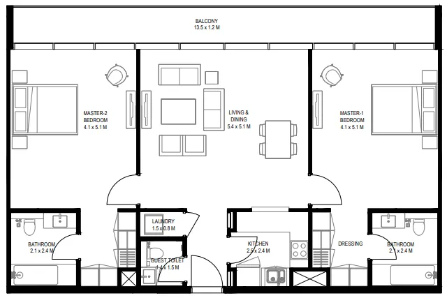 2 bed
