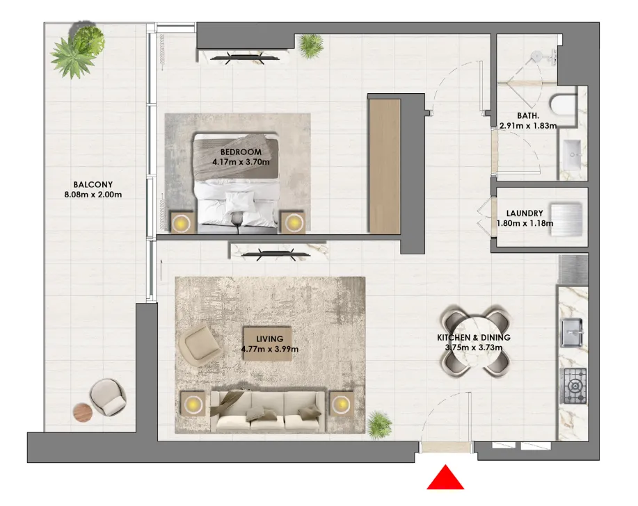 1 bedroom floor plan