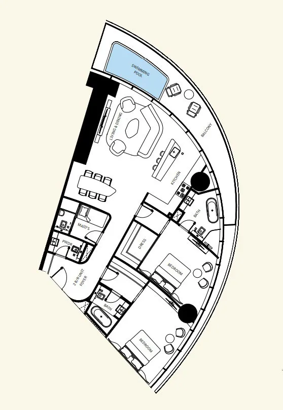 Binghatti Mercedes-Benz Places by Binghatti 2BR floor plan