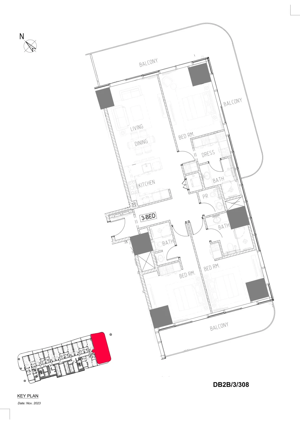 DAMAC Damac Bay 2 3BR floor plan