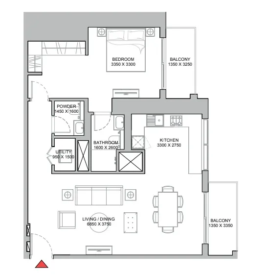 1 bedroom floor plan