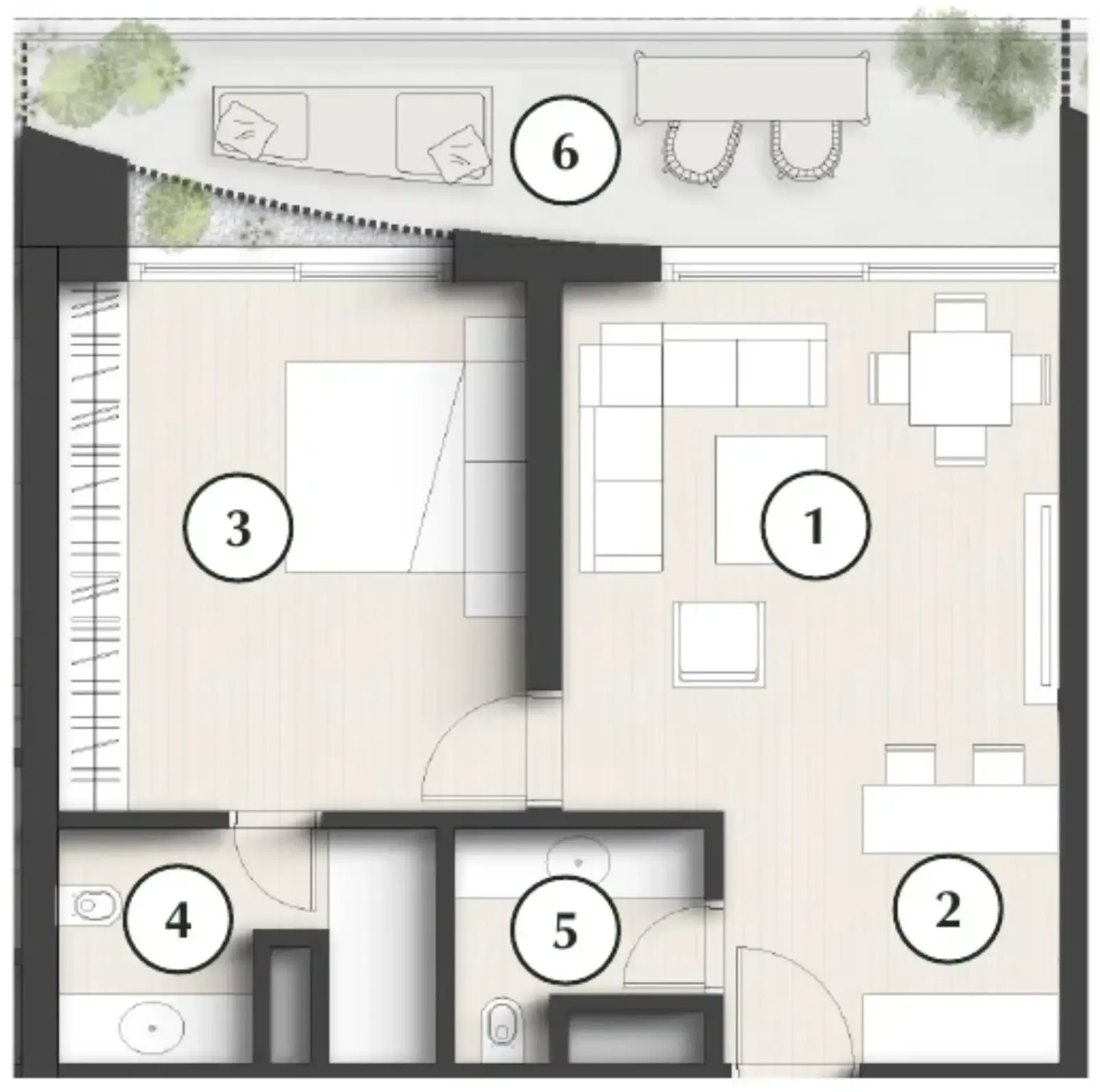 1 bedroom floor plan