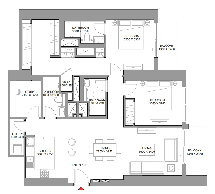 2 bed