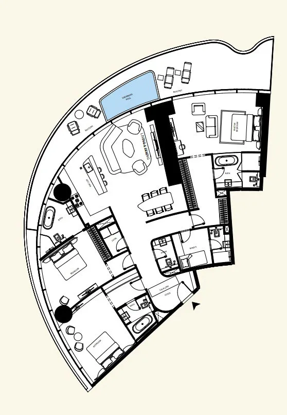 Binghatti Mercedes-Benz Places by Binghatti 3BR floor plan