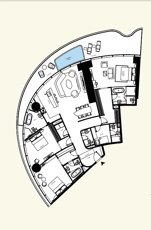 Binghatti Mercedes-Benz Places by Binghatti 3BR floor plan
