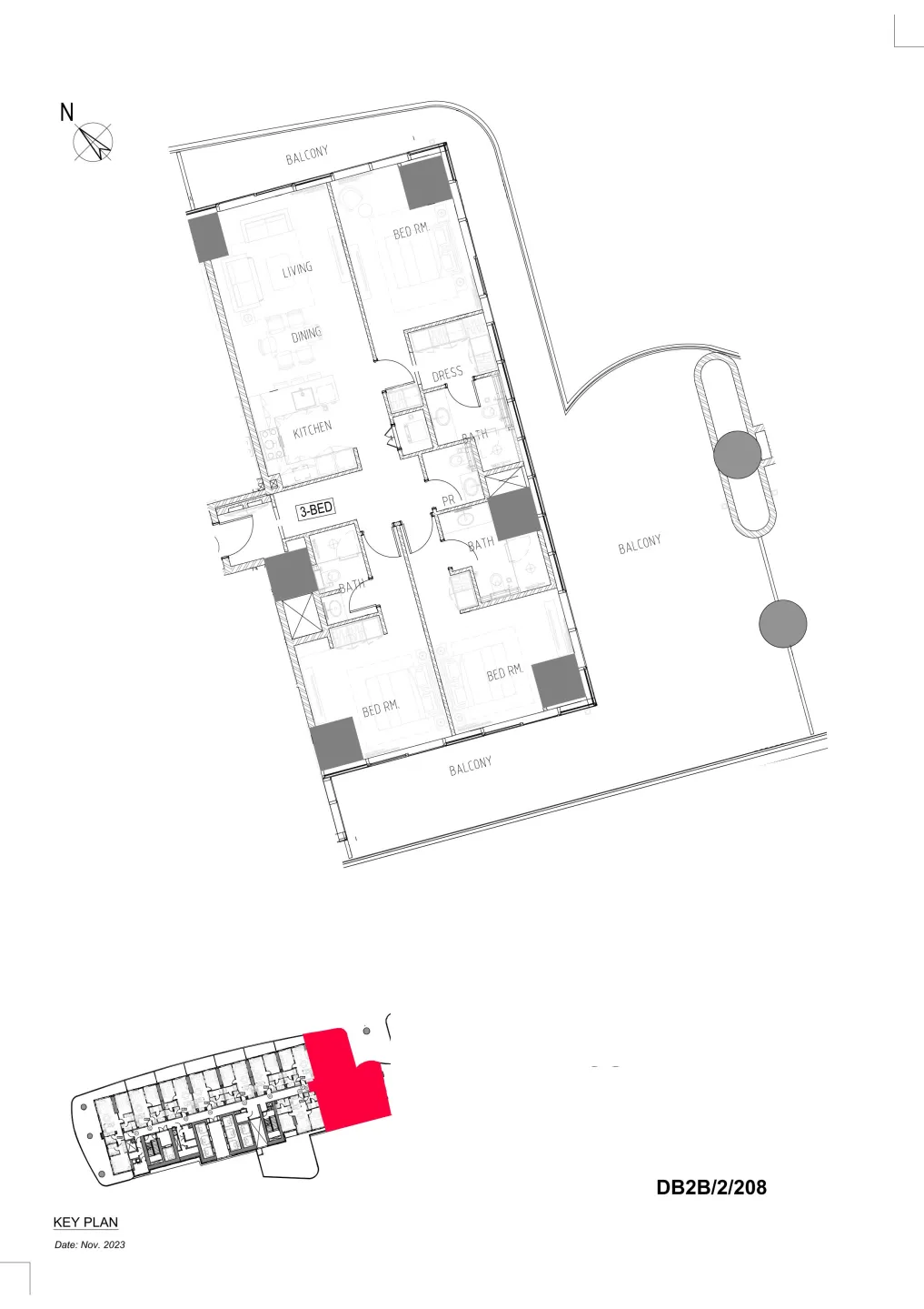 DAMAC Damac Bay 2 3BR floor plan