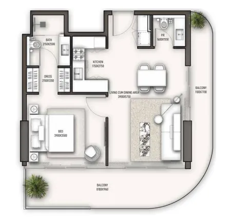 Condor Group Sonate Residences 1BR floor plan