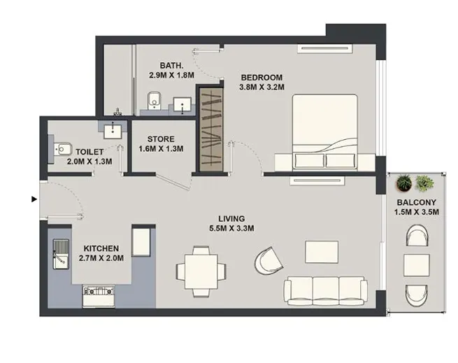 Pantheon Maison Elysee 1BR floor plan