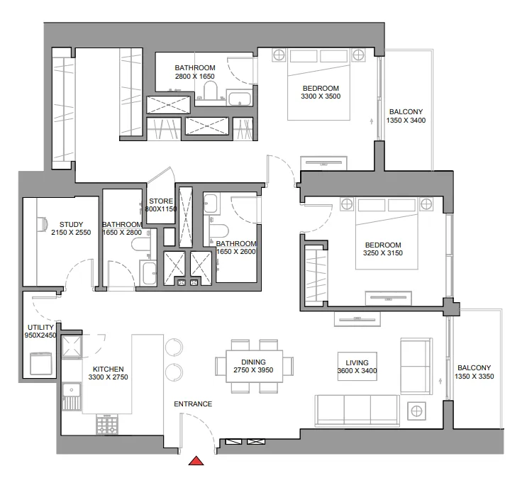 2 bed