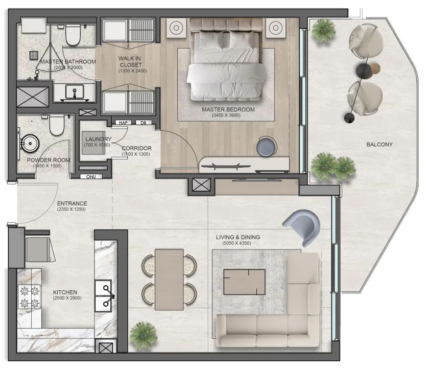 1 bed