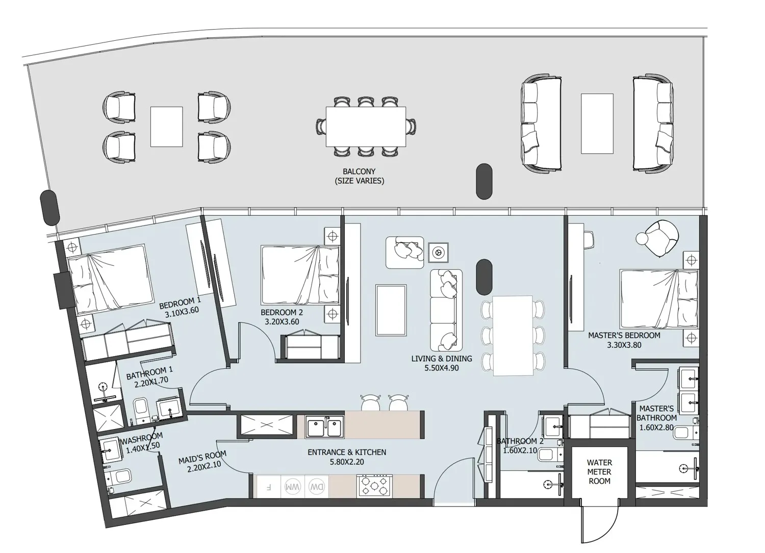 3 bedrooms floor plan