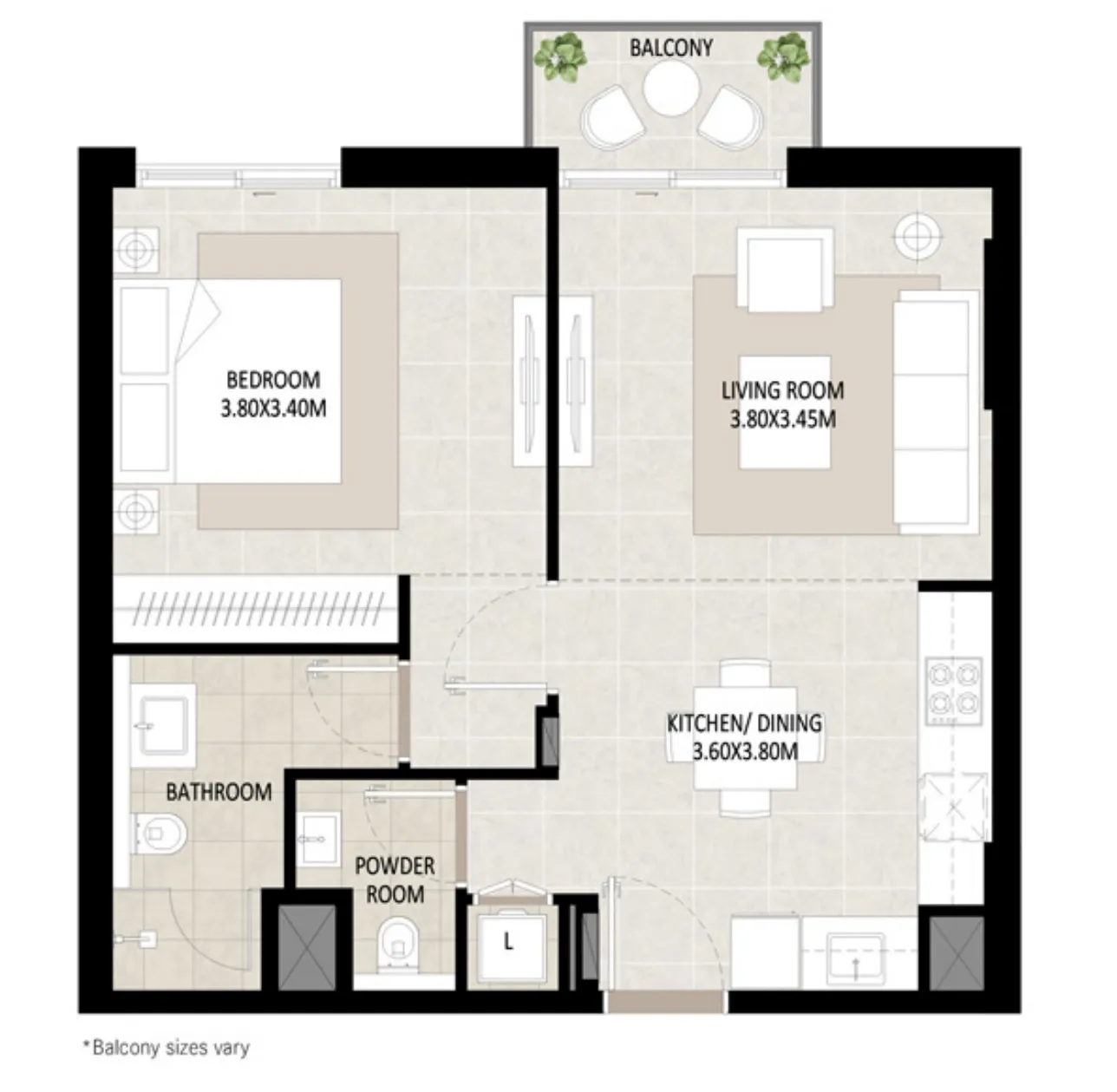 1 bedroom floor plan