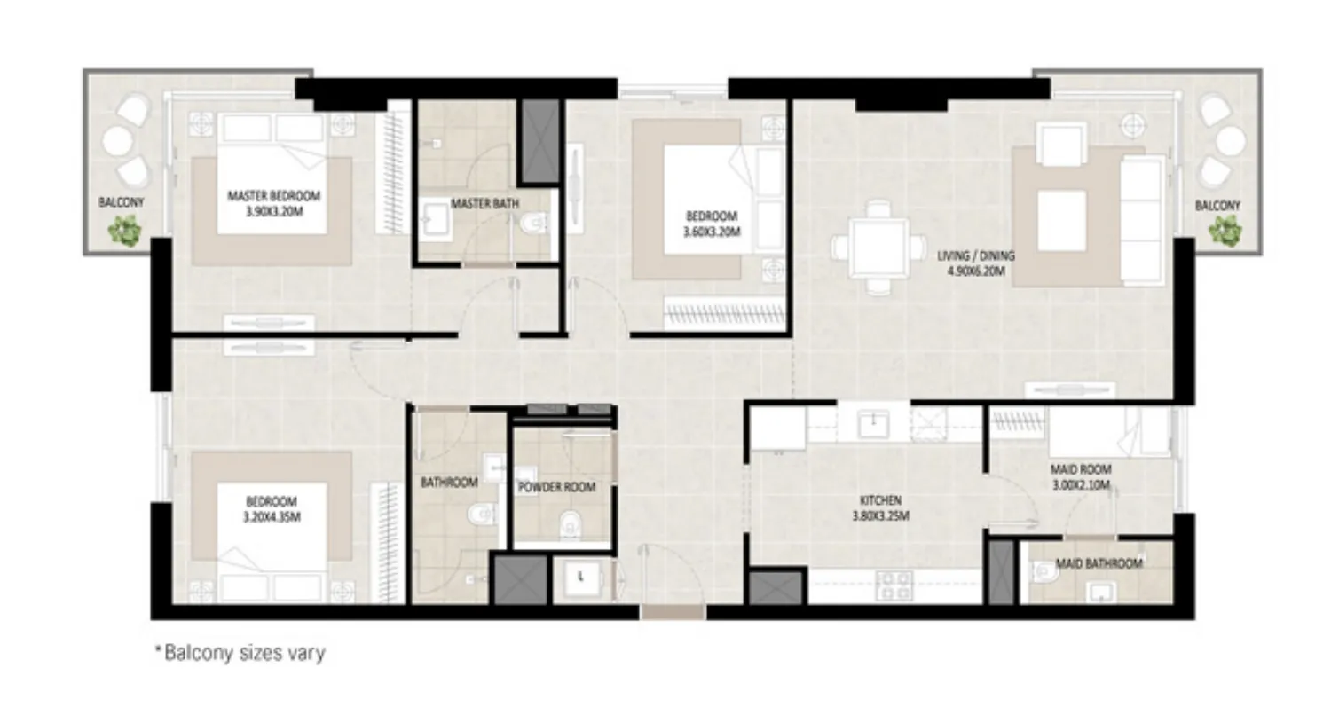 3 bedrooms floor plan